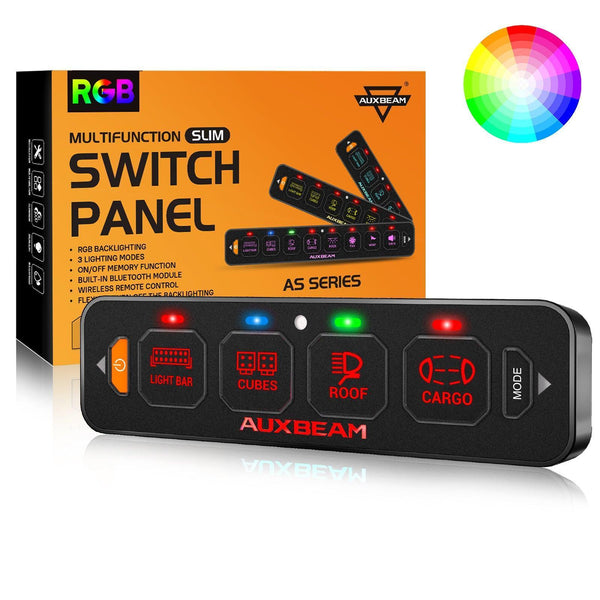 Auxbeam 4-Gang Switch Panel — RGB, No App Required | Toggle