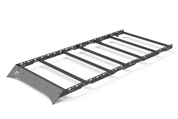 SV Sandbar Sprinter roof rack render showing dual-height aluminum crossbars and front air deflector